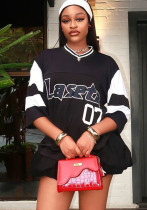 Women summer sports style contrast color letter casual short-sleeved printed t-shirt Women summer sports style contrast color letter casual short-sleeved printed t-shirt