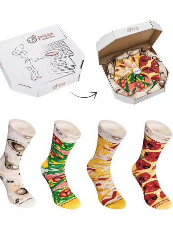 Women pizza pizza box socks
