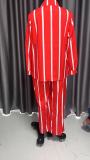Women Casual Striped Long Sleeve Top and Pant Two Piece Set