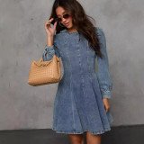 Women autumn denim long-sleeved dress