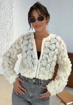 Women autumn mesh flower top