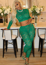 Women autumn lace Crop sexy long-sleeved Top and Pand Two Piece Set Women autumn lace Crop sexy long-sleeved Top and Pand Two Piece Set