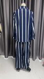 Women Casual Striped Long Sleeve Top and Pant Two Piece Set