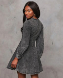 Women autumn denim long-sleeved dress