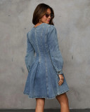Women autumn denim long-sleeved dress