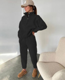 Spring And Autumn Women's Fashion Button Stand Collar Top Loose Pants Two Piece Set