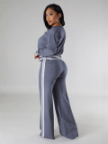 Women's Autumn And Winter Long-Sleeved Knitting Shirt Wide-Leg Trousers Casual Two-Piece Set