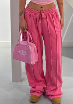 Women's Summer Loose Drawstring Trousers Solid Color Fashion Casual Pants