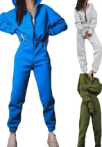 Sports Casual Women's Hooded Zipper Slim Waist One-Piece Jumpsuit Sports Casual Women's Hooded Zipper Slim Waist One-Piece Jumpsuit