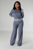 Women's Autumn And Winter Long-Sleeved Knitting Shirt Wide-Leg Trousers Casual Two-Piece Set