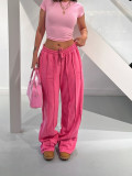 Women's Summer Loose Drawstring Trousers Solid Color Fashion Casual Pants