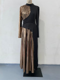 Spring Long Sleeve Slim Lace-Up Women's Irregular Long Fashion Dress