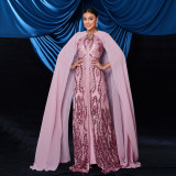 Women sexy Round Neck sequin Formal Party evening dress