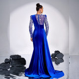 Women long-sleeved Round Neck sequin Formal Party Maxi evening dress