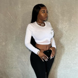Women Cross Printed Mesh Crop T-Shirt