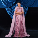Women sexy Round Neck sequin Formal Party evening dress