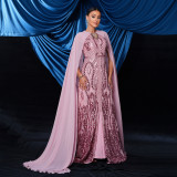 Women sexy Round Neck sequin Formal Party evening dress