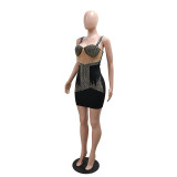 Women sexy suspender See-Through Bodycon dress
