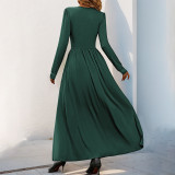 Women autumn solid slit dress