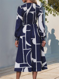 Women autumn long-sleeved printed dress