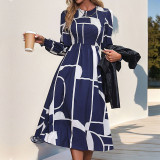 Women autumn long-sleeved printed dress