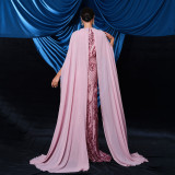 Women sexy Round Neck sequin Formal Party evening dress