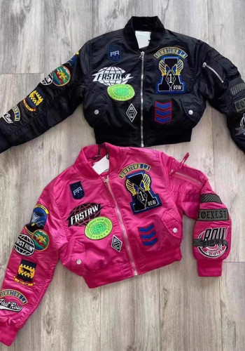 Trendy Autumn And Winter Long Sleeve Embroidery Decorative Women's Baseball Jacket