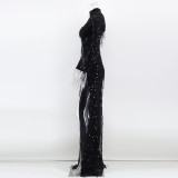 Sexy Long Sleeve See-Through Sequin Women's Evening Dress