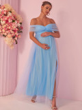 Sexy Off Shoulder Mesh Split Maternity Dress