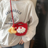 Christmas Wool Knitting Bag Fashionable Shoulder Bag Santa Claus Bag