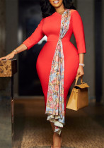 Plus Size Women's Chic OL Elegant Patchwork African Dress