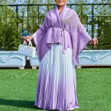 African Women's Fall Plus Size Fashion Elegant Bat Sleeves Top Gradient Skirt Two-Piece Set