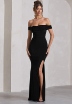 Autumn And Winter Sexy Off Shoulder Slit Fishtail Dress