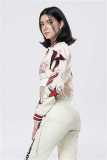Fashionable American Embroidery Ribbed Short Long Sleeve Single Breasted Baseball Jacket