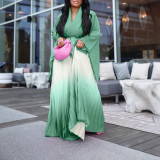 African Pleated Irregular Belt Top Gradient Skirt Two-Piece Set