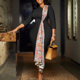 Plus Size Women's Chic OL Elegant Patchwork African Dress