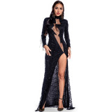 Sexy Long Sleeve See-Through Sequin Women's Evening Dress
