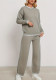 Autumn And Winter Color Matching Long Sleeve Knitting Top Fashion Pants Two Piece Set