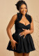 Women's Fashion Solid Color Sexy Deep V-Neck Halter A-Line Dress