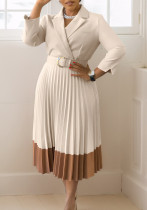 Fall Winter Fashion Women's Turndown Collar Fashion OL Elegant Pleated African Dress Fall Winter Fashion Women's Turndown Collar Fashion OL Elegant Pleated African Dress