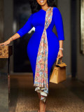 Plus Size Women's Chic OL Elegant Patchwork African Dress