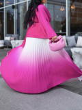 African Pleated Irregular Belt Top Gradient Skirt Two-Piece Set