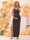 Sexy And Elegant Maternity Summer Split Chic Strap Tight Fitting Long Dress