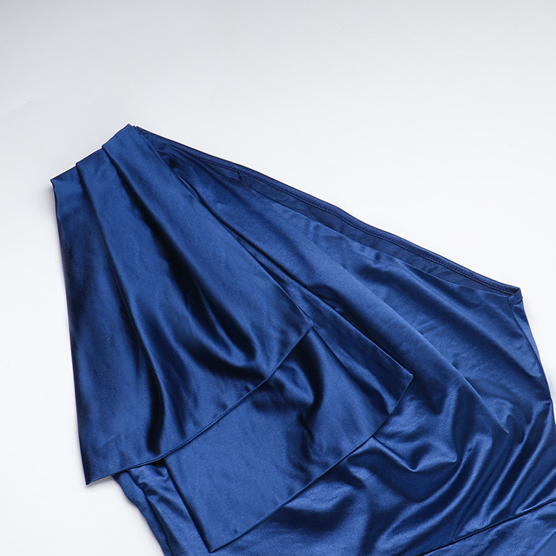 Autumn And Winter Chic Sexy Slim Slash Shoulder Slit Satin Dress
