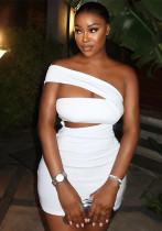 Women's Fashion Solid Color Sexy Slash Shoulder Bodycon Short Dress Women's Fashion Solid Color Sexy Slash Shoulder Bodycon Short Dress