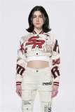 Fashionable American Embroidery Ribbed Short Long Sleeve Single Breasted Baseball Jacket