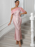 Sexy Low Back Chiffon Patchwork Sequin Women's Evening Dress