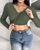 Autumn And Winter Bra Round Neck Solid Color T-Shirt Feminine Basic Long Sleeve Top With Bra Padded