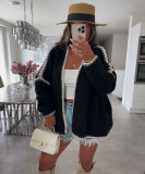 Women Nordic knitting Solid sweater jacket