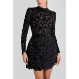 Women Long Sleeve Zipper Casual Party Dress